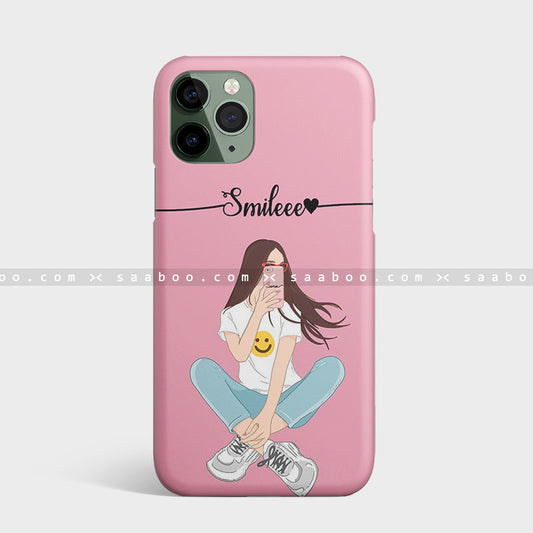 Smiley Emoji Girl Print Name Case