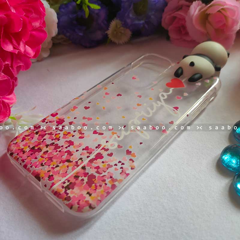 Panda Toy Transparent silicone case with White Name