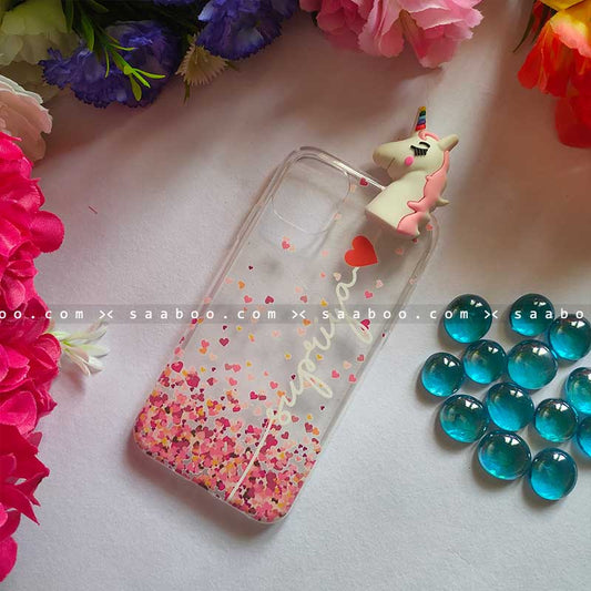 Unicorn Toy Transparent silicone case with White Name