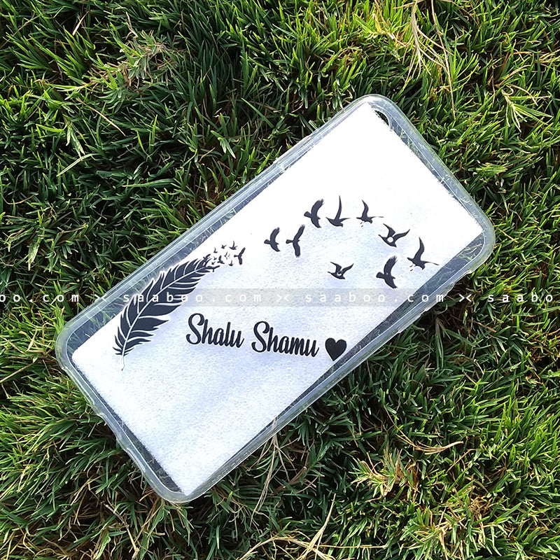 Silicone Case - saaboo - Transparent Silicone case with Name Feathers