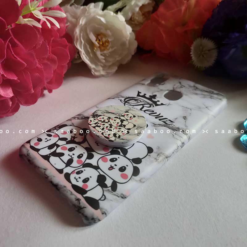 Customized Name Pandas in Marble Gripper Case