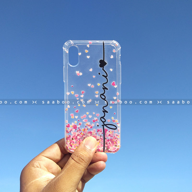 Silicone Case - saaboo - Transparent Silicone case with Name and hearts