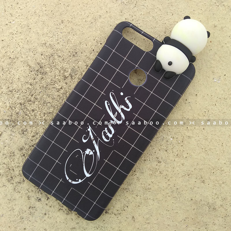 Toy Case - saaboo - Panda Toy and Black Checked Name Case