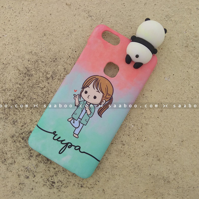 Toy Case - saaboo - Panda Toy and Cute Girl Wave Name Case