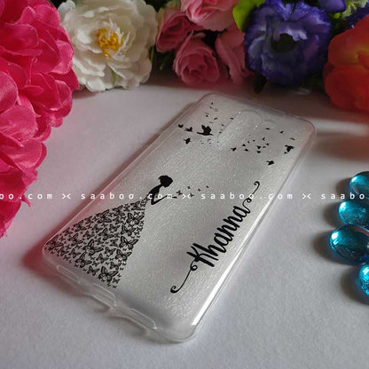 Transparent Silicone case With Butterfly Girl Name