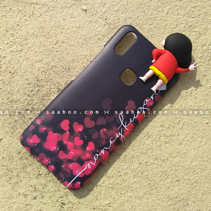 Toy Case - saaboo - Shinchan Toy and Black Red Hearts Name Case