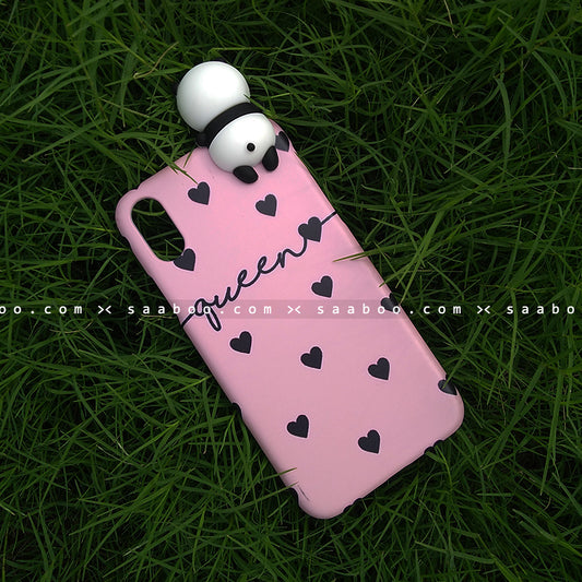 Toy Case - saaboo - Panda Toy and Pink Black Hearts Name Case