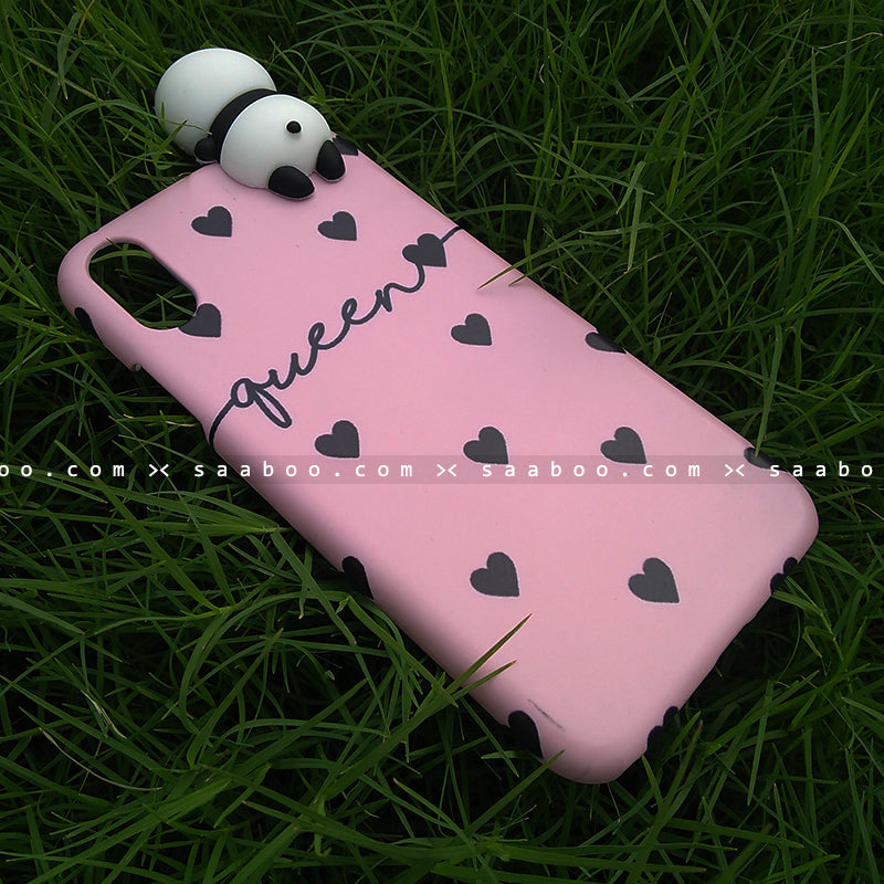 Toy Case - saaboo - Panda Toy and Pink Black Hearts Name Case