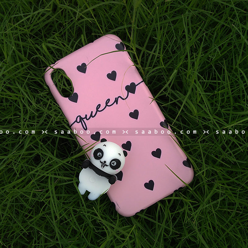 Toy Case - saaboo - Panda Toy and Pink Black Hearts Name Case