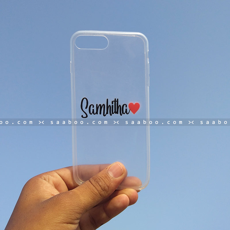 Silicone Case - saaboo - Transparent Silicone case with Portrait Name and Red heart