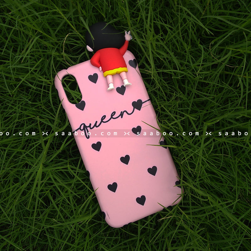 Toy Case - saaboo - Shinchan Toy and Pink Black Hearts Name Case