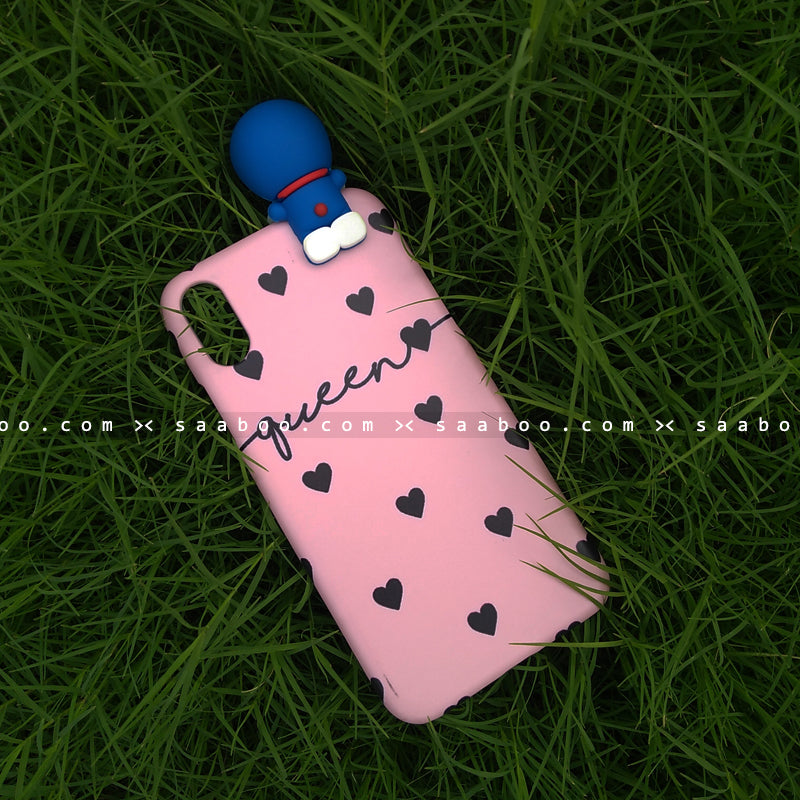 Toy Case - saaboo - Doraemon Toy and Pink Black Hearts Name Case