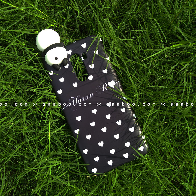 Toy Case - saaboo - Panda Toy and Black White Hearts Name Case