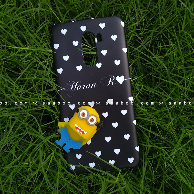 Toy Case - saaboo - Minion Toy and Black White Hearts Name Case