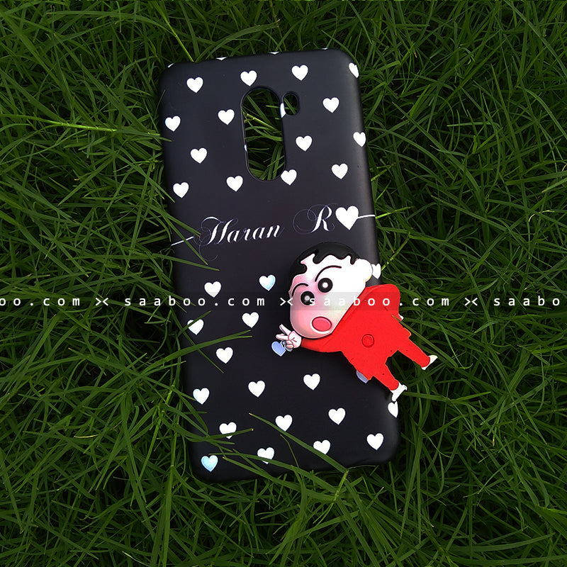 Toy Case - saaboo - Shinchan Toy and Black White Hearts Name Case