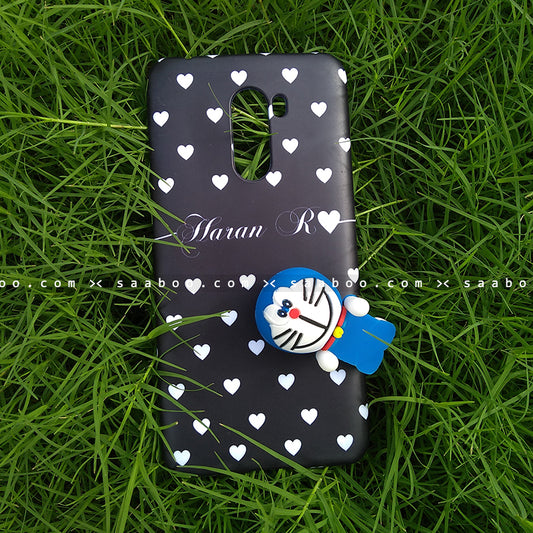 Toy Case - saaboo - Doraemon Toy And Black White Hearts Name Case
