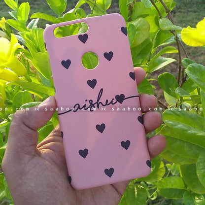 Case - saaboo - Mobile Case with Pink Hearts and Wave Name Print