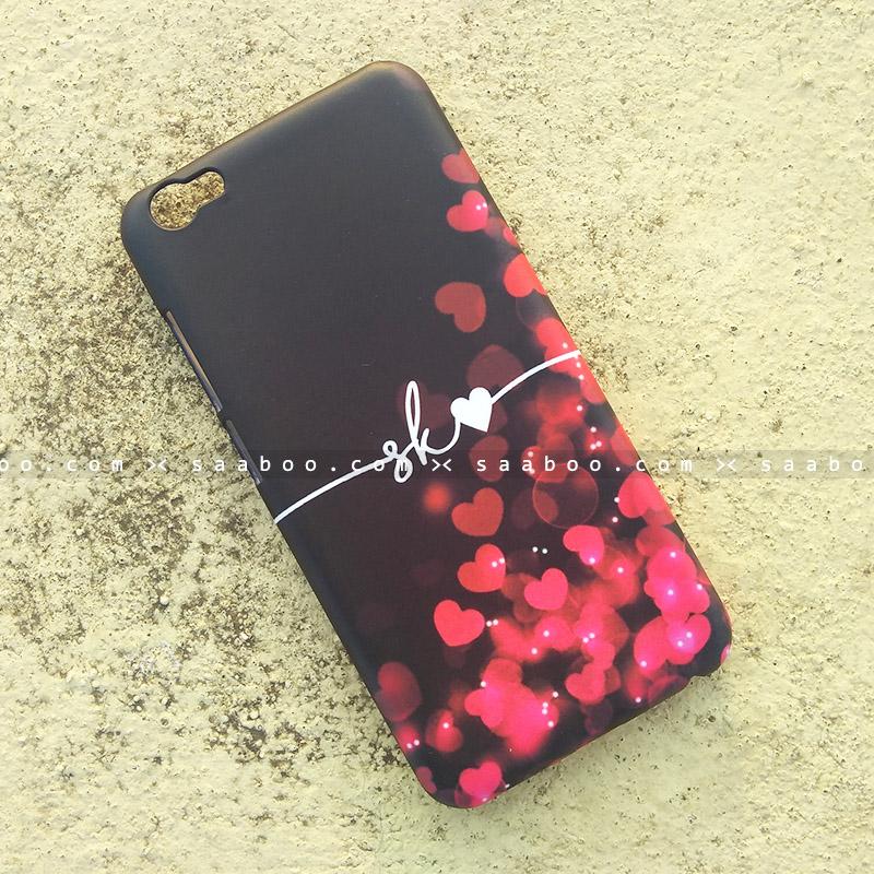 Case - saaboo - Mobile Case with Black Red Hearts and Wave Name Print