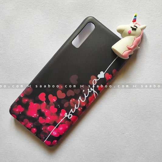 Toy Case - saaboo - Unicorn Toy With Black Hearts Name Case