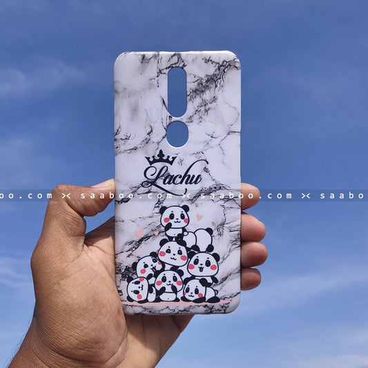 Case - saaboo - White Marble Pandas Case with Crown Name Print