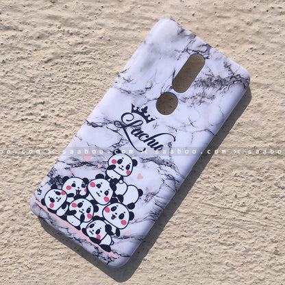 Case - saaboo - White Marble Pandas Case with Crown Name Print