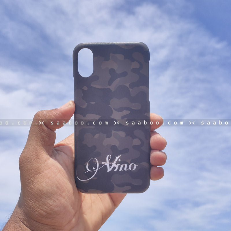 Case - saaboo - Black and Grey Camouflage with Name Print