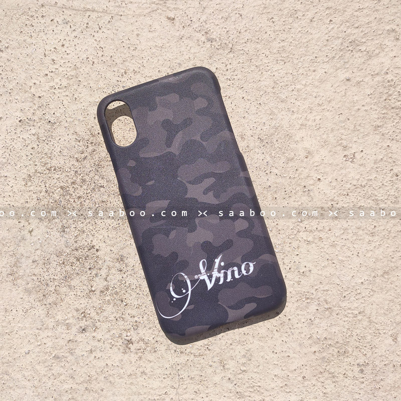 Case - saaboo - Black and Grey Camouflage with Name Print