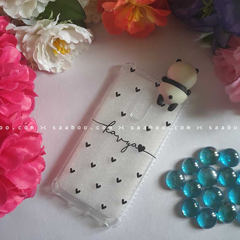 Panda Toy Hearts Transparent silicone case with Name