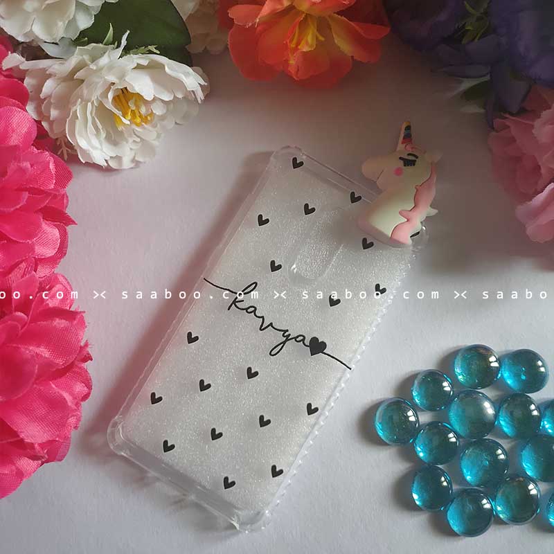 Unicorn Toy Hearts Transparent silicone case with Name
