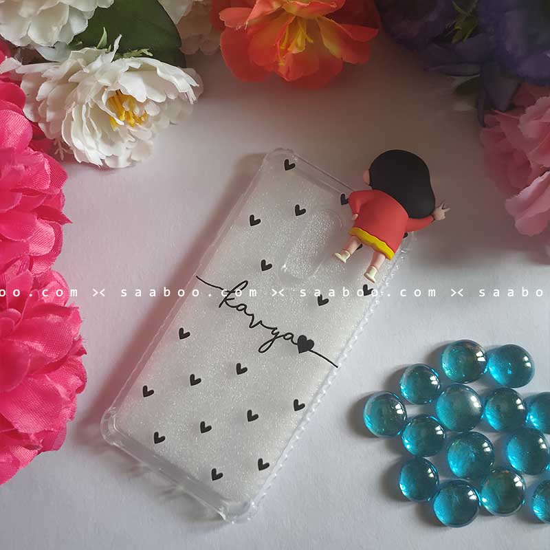 Shinchan Toy Hearts Transparent silicone case with Name