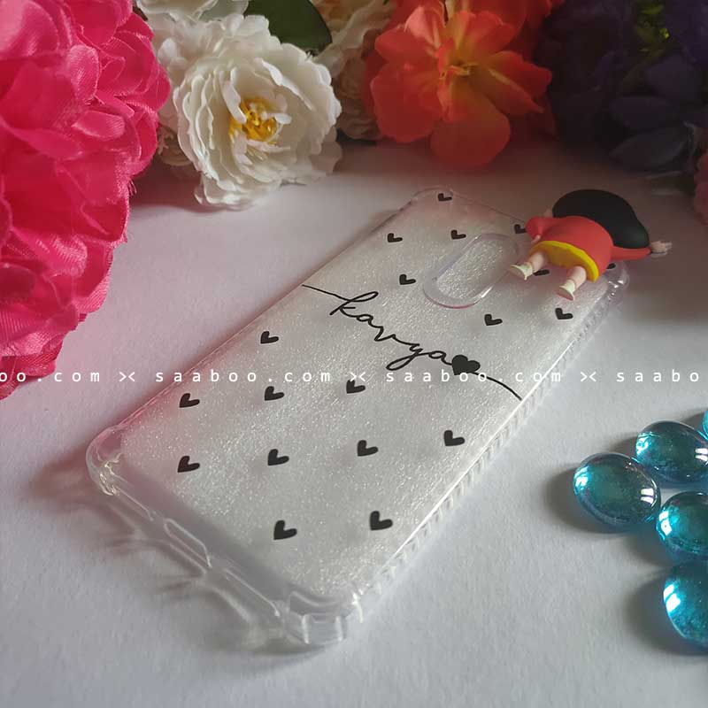 Shinchan Toy Hearts Transparent silicone case with Name