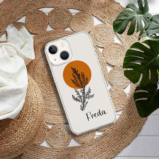 Moon Leaf transparent silicone case with name