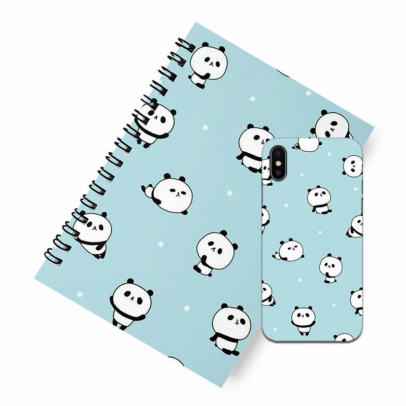 Sky blue panda A5 Spiral Notebook Case Combo