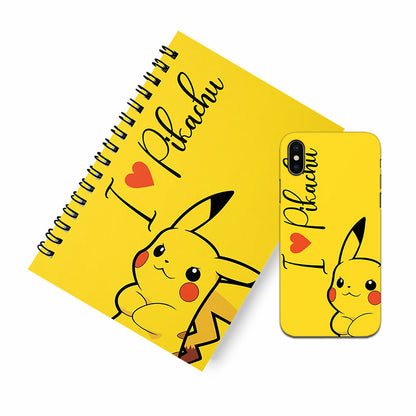 I Love Pikachu A5 Spiral Notebook Case Combo