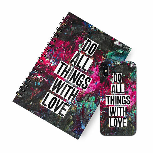 Do all  things with love A5 Spiral Notebook Case Combo