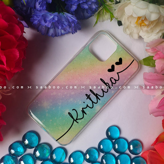 Rainbow Bling Pattern Silicone Name Case