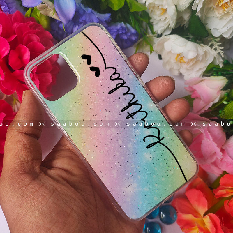 Rainbow Bling Pattern Silicone Name Case