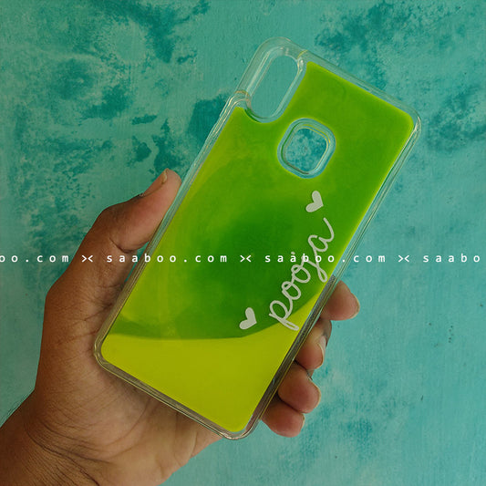Green Neon Sand Glow Case With Unicorn Heart Font