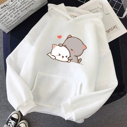 Popster White Printed Fleece Hoody Regular Fit Long Sleeve Womens Sweatshirt