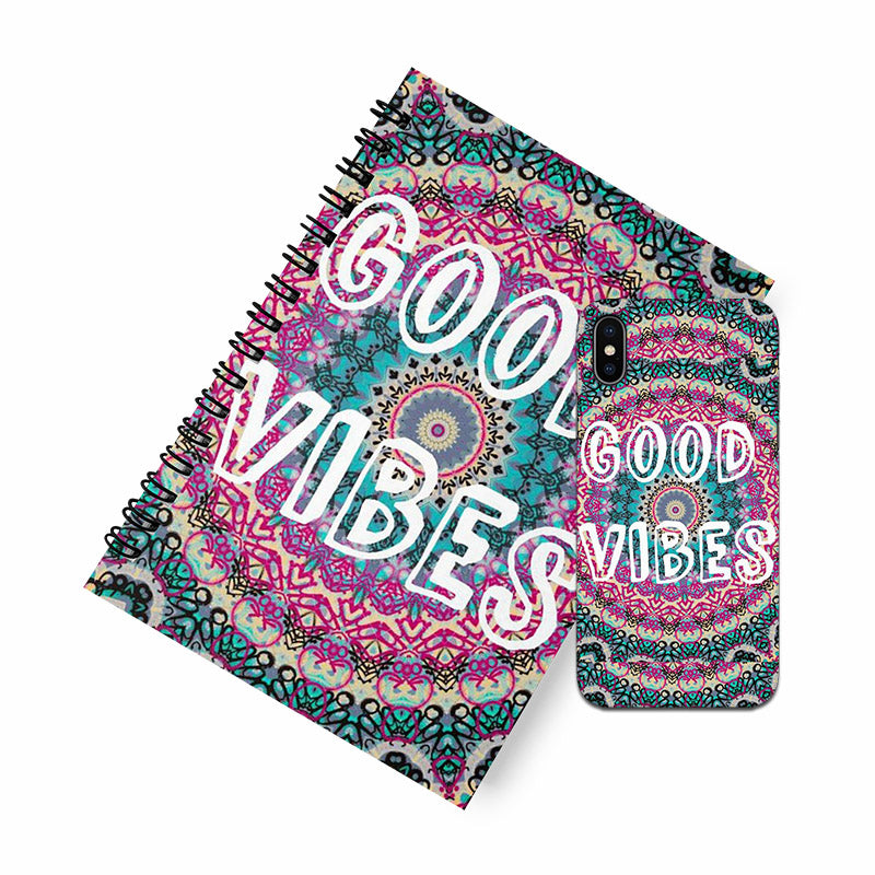 Good vibes A5 Spiral Notebook Case Combo