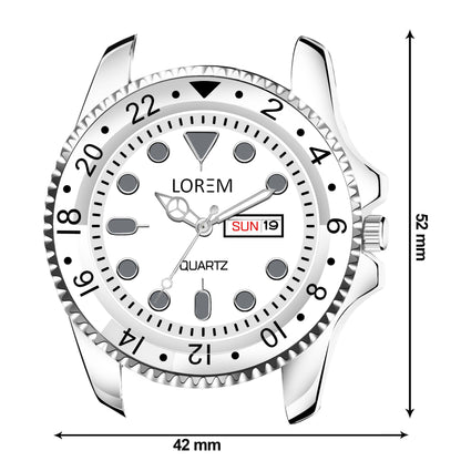 LOREM Silver Day-Date Function Casual Analog Watch
