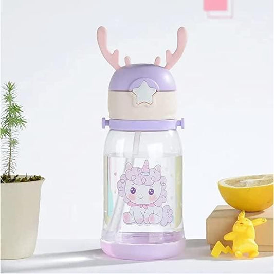 Deer Horn Design Cute Cartoon Sipper Water Bottle 600ml
