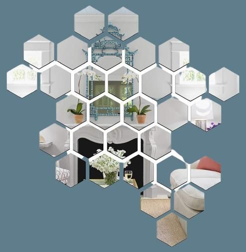 3D Acrylic Hexagon Mirror Wall Stickers