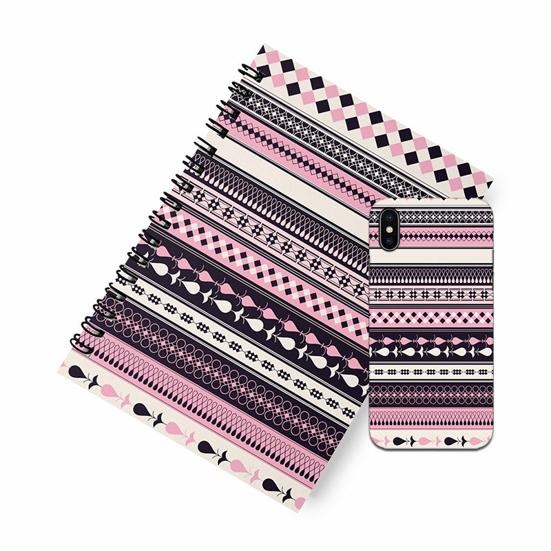 Purple tribal A5 Spiral Notebook Case Combo