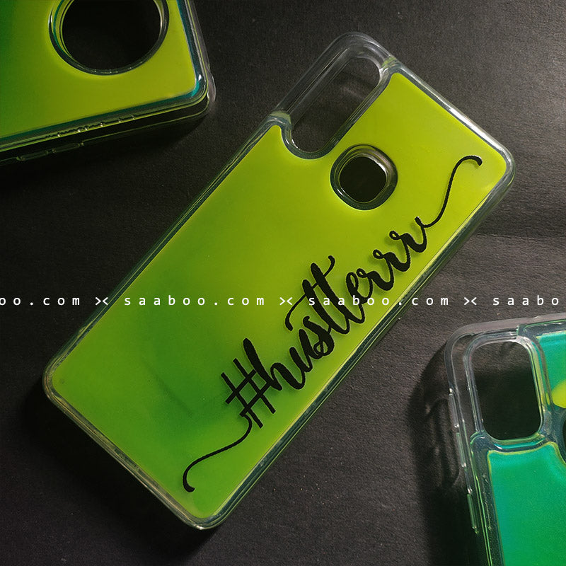 Green Neon Sand Glow Case With Style Wave Font