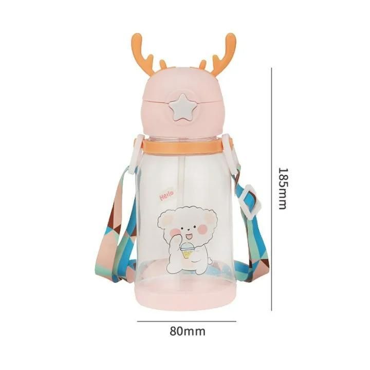 Deer Horn Design Cute Cartoon Sipper Water Bottle 600ml