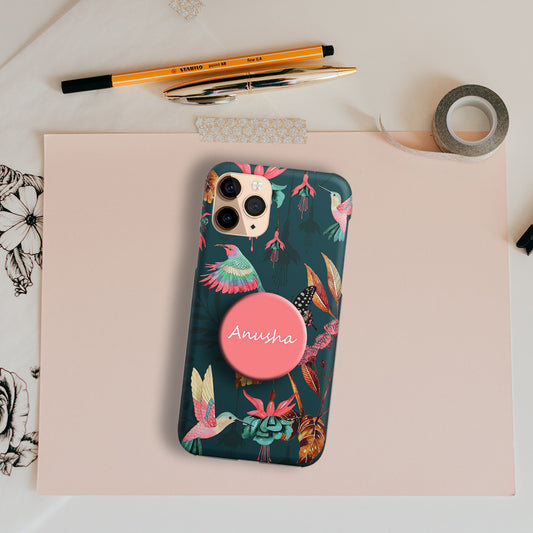 Gripper Case With Blue And Pink Bird