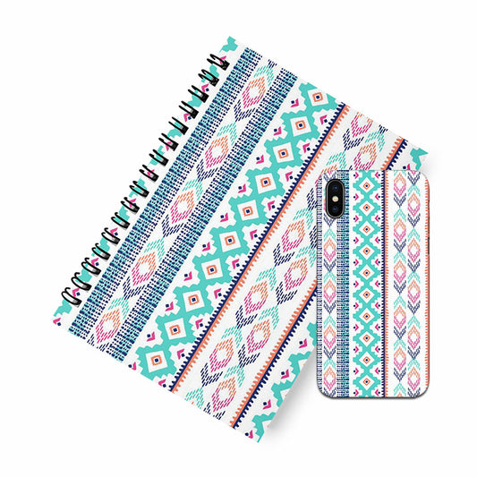 Light blue tribal A5 Spiral Notebook Case Combo