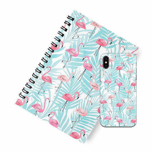 Flamingo blue A5 Spiral Notebook Case Combo