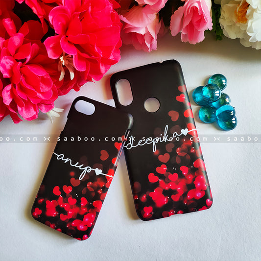 Couple Cases Red Hearts Name Cases